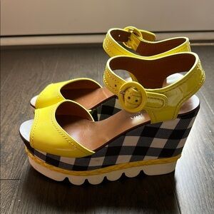 Dolce&Gabbana yellow & checkered platform sandal 37